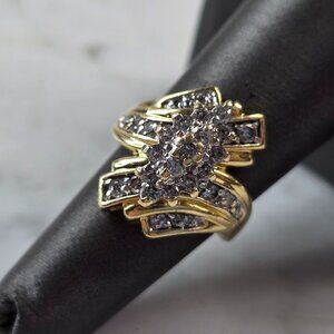 Womens Vintage Estate 14K Yellow Gold Diamond Ring 8.9g E3955